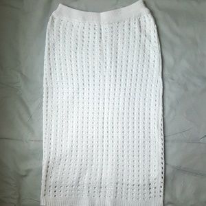 White knit pencil skirt
